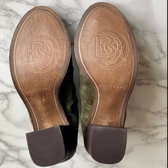 BOUTIQUE 9 Dark Olive Green Suede Boots SIZE 7M BNIB - Picture 10 of 14